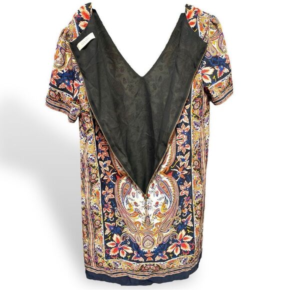 Oasis V Neck Paisley Print Colorful Floral Shift Dress - Picture 5 of 9